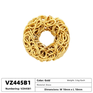 Detailed macro of 18mm gold brass hollow woven bead for handmade DIY jewelry making