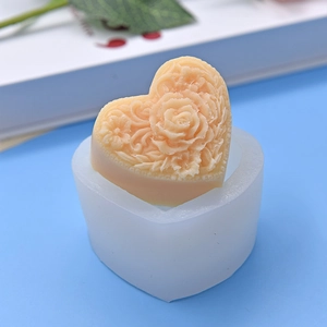 Rose heart silicone mold for DIY cake fondant and chocolate baking with floral relief