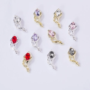 Nail Art Charms Alloy Marquise Waterdrop Rhinestone 3D Flower Design Jewelry For DIY Manicure Decoration