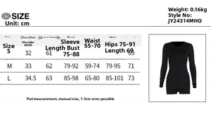 Tabella taglie dettagliata per body donna scollo a V con misure S, M, L in centimetri