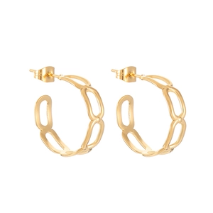 Boucles d'oreilles créoles géométriques creuses en forme de C plaquées or 18 carats