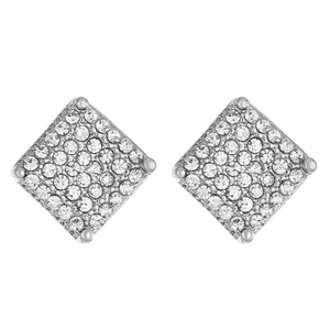 Pendientes de botón cuadrados brillantes con micro-pavé de circonitas en plateado