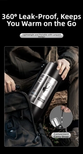 Macro detail of portable nylon carrying strap on black outdoor vacuum thermos flask