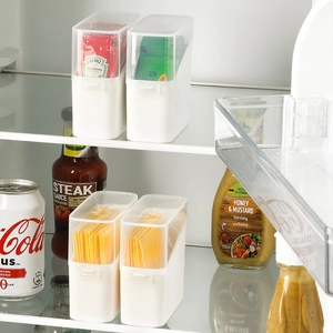 Japanese style slim white plastic storage box for cheese slices and coffee tea bags