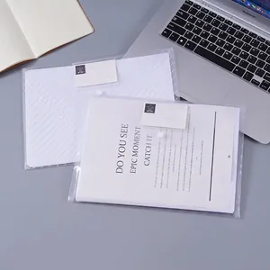 Clear Document Bag PP Plastic Snap Button File Folder With Label Slot Waterproof Twill Texture Stationery Storage