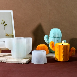 DIY cactus silicone mold set for resin storage box and scented candle home ornaments