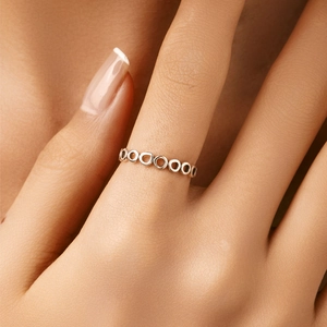 Minimalist S925 sterling silver irregular hollow circle ring for women on finger