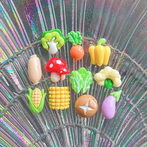 Mini resin artificial vegetable charms including carrots and mushrooms for DIY jewelry