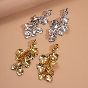 Alloy Acrylic Petal Drop Earrings Layered Irregular Long Dangle Statement Modern Jewelry Women Earring Post
