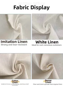 Detail showing textures of faux linen, white linen, cotton and dense linen fabrics
