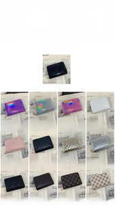 Detailed view of PU leather card holder featuring laser textures and zipper closure