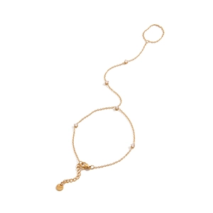 Elegant gold-plated stainless steel slave bracelet with five sparkling zircon stones