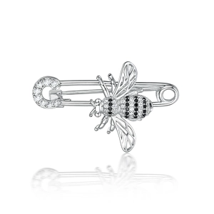 Broche Abeille En Argent Sterling 925 Épingle De Sûreté Zircone Cubique Incrusté Accessoire De Costume Mode Femmes