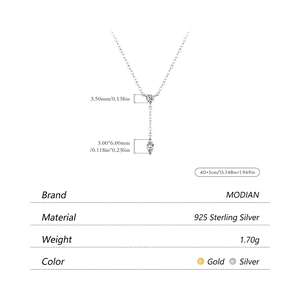 Collier en Y en argent sterling S925 avec pendentifs en oxyde de zirconium ronds et marquise