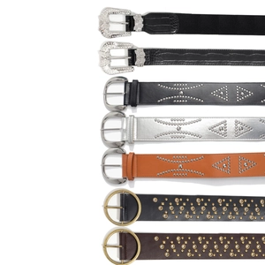 Wasteland Style American Retro PU Leather Belt For Women Rhinestone Butterfly Rivet Wide Belt Casual Fashion Corset Belt