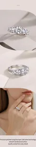 Macro view of five-stone S925 sterling silver ring with moissanite round brilliant cut