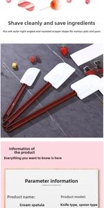 Three-piece silicone cream spatula set including spoon and knife shapes for baking