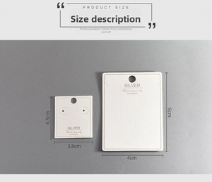 Size specifications for small 4.3x3.8cm and large 6x4cm white textured jewelry cards