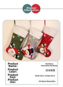 Détail de chaussettes de Noël à LED avec motifs Père Noël et renne, taille 40x28 cm
