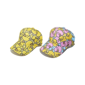 Women's yellow and colorful duck print baseball caps for summer sun protection