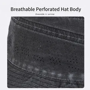 Chapeau de soleil en denim délavé gris avec trous d'aération laser pour l'extérieur