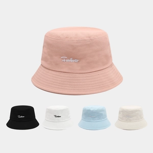 Chapeau Bob En Toile De Coton Avec Broderie Forever Protection Solaire Décontractée Style Streetwear Pour Femmes