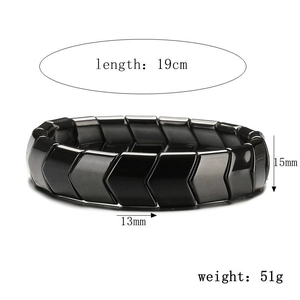 Détails des dimensions du bracelet en hématite pour homme de 19cm de long et 51g