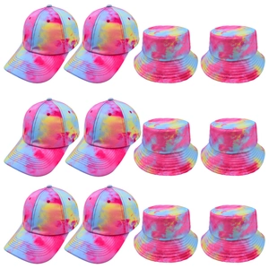 Lot de chapeaux tie-dye comprenant des casquettes de baseball et des bobs en canevas
