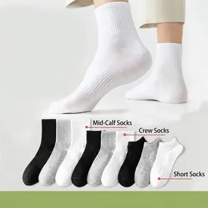 Men Cotton Blend Socks Antibacterial Deodorant Sweat Absorbent Ribbed Crew Ankle High Tube Daily Sports Breathable