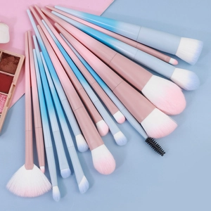 Pinceaux De Maquillage Professionnels Poils En Fibre Tube En Aluminium Manche En Plastique Dégradé Coloré Poudre Ombre À Paupières