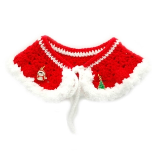 Handmade crochet Christmas pet cape with penguin charm for festive photo props