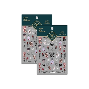 Adesivi unghie 5D a rilievo con motivi anime rose scure e ritratti TS-1861 TS-1862