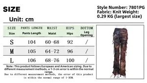 Guida alle taglie e misure per pantaloni a zampa con frange in maglia marrone scuro