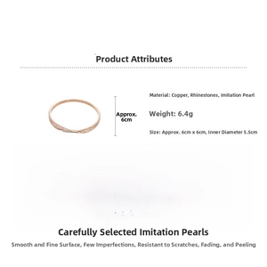 Détails du bracelet double épaisseur en or rose avec perles, diamants et dimensions