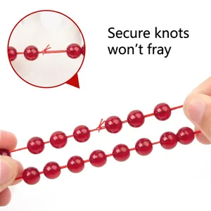 Elastic red bead bracelet string with durable knot strength and stretchable design