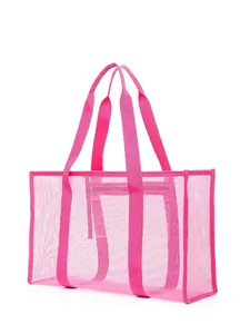 Minimalist large mesh beach bag with dimensions 44x14x27cm and 27cm handle height