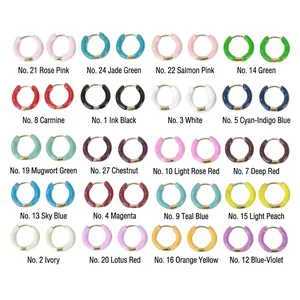 Titanium steel hoop earrings with colorful enamel drip oil finish in twenty varied colors