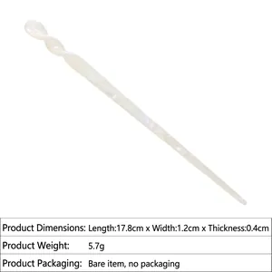 Detaillierte Maße der minimalistischen weißen Acetat-Haarnadel mit 17,8 cm Länge
