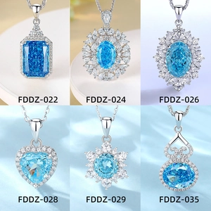 S925 Sterling Silber Aquamarin Hochkohlenstoff Diamant Anhänger Halskette Mehrere Stile