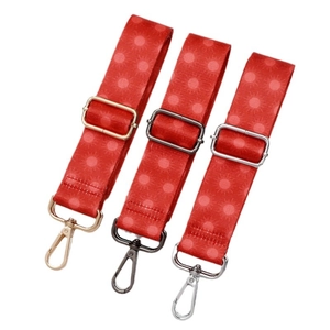 Adjustable ethnic style woven shoulder strap with floral print and metal lobster clasps