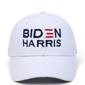 White Biden Harris embroidered baseball cap in cotton with high-quality stitching detail