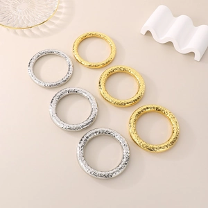Fashion vintage 18k gold and silver stainless steel hammered texture bangle bracelets
