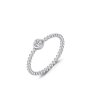 Anello in Argento Sterling 925 con Moissanite per Donna Fascia Perlata Colore D Purezza VVS1 Taglio Rotondo Solitario con Certificato GRA Gioielli Moda Regalo
