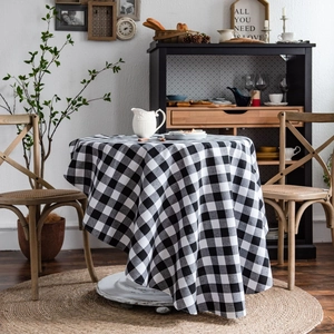 Tovaglia Rotonda Cotone Lino Buffalo Plaid A Quadretti Stile Fattoria Per Tavolo Da Pranzo Cucina Decorativa