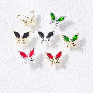 Mini colorful butterfly nail charms in gold and silver alloy for manicures