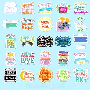 50pcs unique motivational quote stickers with colorful designs and inspiring English phrases