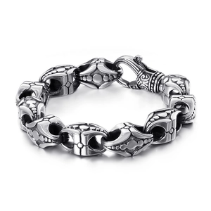 Retro stainless steel men's bracelet with vintage cross flower hollow carving details
