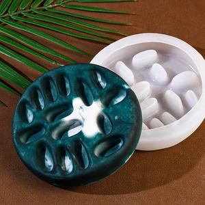 DIY silicone mold for round ring tray featuring marble texture jewelry storage dish