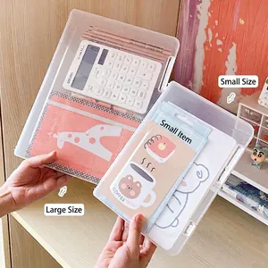 Transparent A4 plastic storage boxes in large and small sizes for office organization