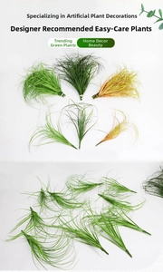 Detail of faux onion grass in vibrant green and yellow gradient for home decor